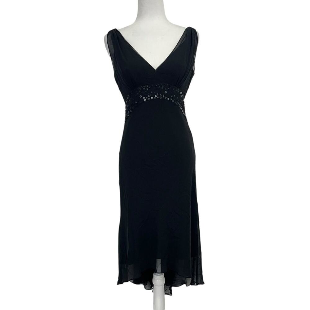 Vintage Maggy London Petite Silk Sequin Midi Dress Whimsigoth Y2K Fairycore 4